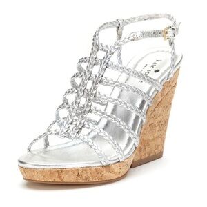 Kate Spade Felix Silver Caged Strappy Wedges